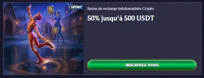 Bonus de recharge crypto LolaJack de 50 % jusqu'à 500 EUR